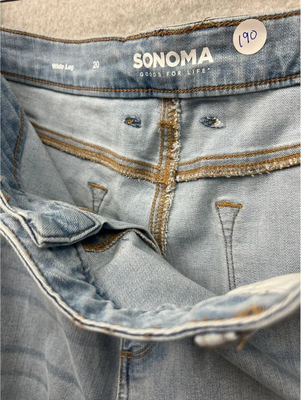 Sonoma Wide Leg High Rise Jeans Womens Plus Size 20 Relaxed Raw Hem Button Fly